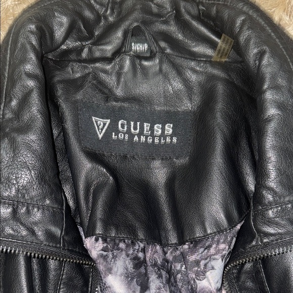 Guess| Black Faux Leather Moto Biker Jacket - Picture 3 of 8
